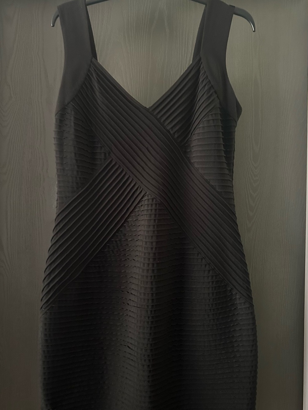 Calvin Klein Black Pleated Cross-Front Midi Dress